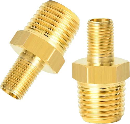 Vista 8 de Adaptador de inflador de aire de latón de 1/4 NPT (M) a válvula Schrader estándar (M), válvula de tanque, conector de inflador de neumáticos
