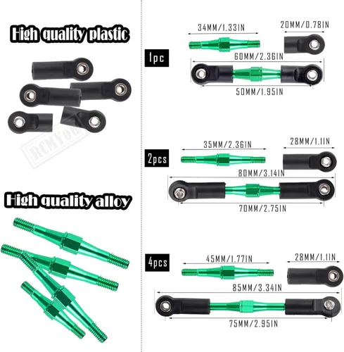 Vista 5 de Pieza de actualizaciones para 1/10 Slash 2WD/Slash 2WD VXL, aleación Big Bore RC amortiguador de choques, brazo de suspensión delantero trasero
