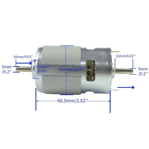 Vista 2 de CONQUERALL Motor de par grande 775 de 12 V, 6000 RPM, 24 V, 12000 rpm, rodamiento doble, motor de CC de alta velocidad con soporte