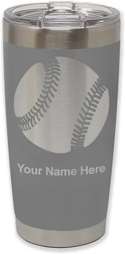 Vista 33 de LaserGram Vaso personalizado de 20 onzas, pelota de béisbol (verde camuflado)