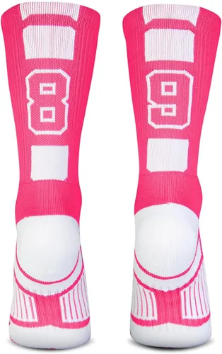 Vista 38 de ChalkTalkSPORTS Calcetines de equipo personalizados - Calcetines con números rosados Elige tu número