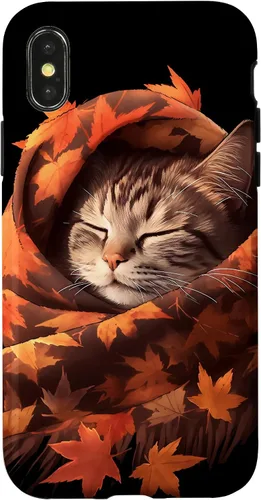 Vista 5 de Funda para iPhone 13 American Shorthair Cat Kitten Autumn Fall Leaves Case