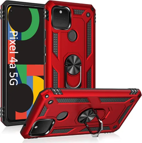 Vista 8 de ADDIT Funda 4A 4G para Google Pixel 4a 4G, con anillo de soporte, soporte ajustable, grado militar, protección resistente, a prueba de golpes