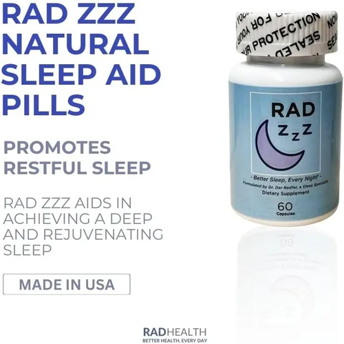 Vista 4 de Rad ZZZ - Pastillas naturales para ayudar al sueño, 60 cápsulas Promueve un sueño reparador Fabricado en Estados Unidos