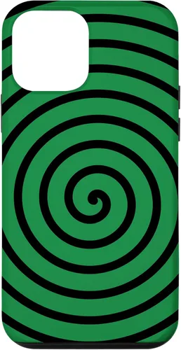 Vista 12 de Carcasa minimalista para iPhone 14 con diseño minimalista en espiral negro sobre verde