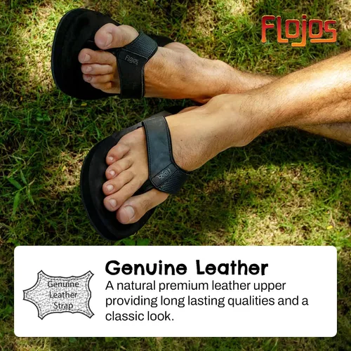Vista 8 de Flojos Cole Genuine Leather Perforated Strap Mens Sandal Negro