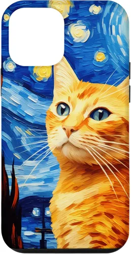 Vista 16 de Orange Tabby Cat Starry Night Vincent Van Gogh - Carcasa para iPhone 17