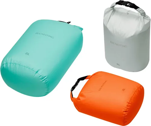 Vista 56 de Bee Nesting Juego de bolsas secas ultraligeras para mochileros, saco seco impermeable para camping, senderismo, motocicleta, saco de cosas ligeras