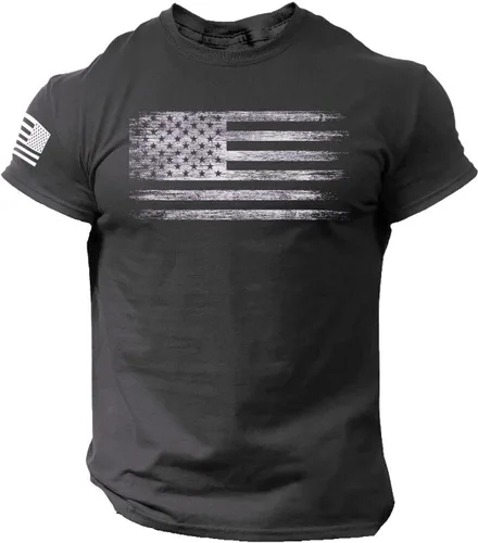 Vista 2 de Camisetas de verano 2024 para hombre, camisetas patrióticas de manga corta con la bandera estadounidense, camisetas gráficas de cuello redondo