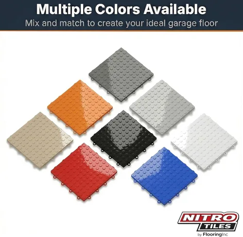 Vista 8 de IncStores - Baldosas nitro para cochera, pisos entrelazados para cochera, de 30.5 x 30.5 cm., Negro