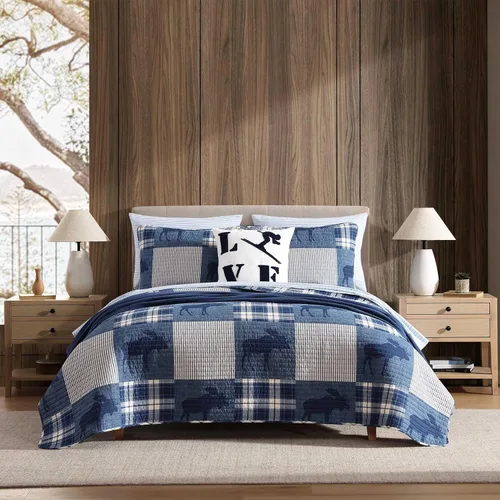 Vista 14 de Eddie Bauer - Juego de edredón twin, ropa de cama de algodón naturalmente suave con una sensación ligera para comodidad durante todo el año Marrón