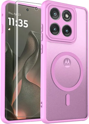 Vista 4 de Funda para Motorola Moto Edge 2025, compatible con Magsafe Rosa