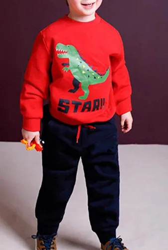 Vista 4 de BomDeals lindo dinosaurio de dibujos animados impreso bebé niños manga larga Tops y pantalones trajes