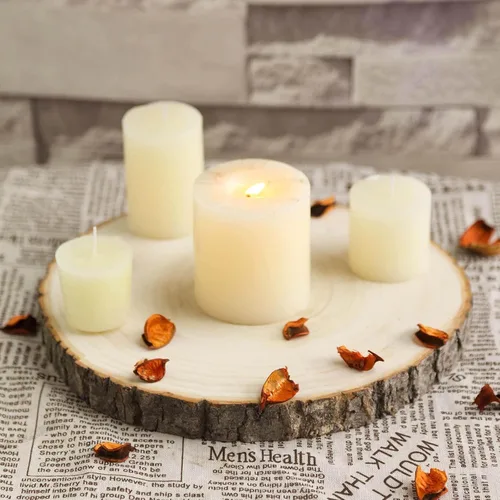 Vista 9 de Efavormart - Losas de madera de álamo rústicas redondas de 9 pulgadas de diámetro, decoración de mesa natural para bodas y eventos