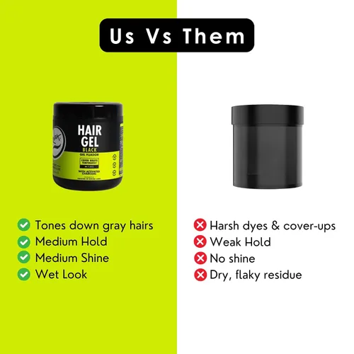 Vista 7 de Gel para el cabello negro Rolda para hombres - Gel de peinado de sujeción media con carbón activado para aspecto húmedo - Cubre las canas y realza