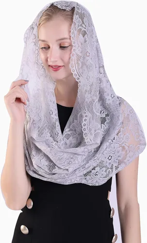 Vista 4 de Grettytling Soft and Comfortable Mantilla Veils 5 Colors Spanish Style Lace Infinity Veil Mantilla Latin