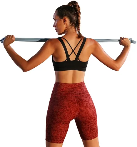 Vista 8 de AFITNE Brasier deportivo con tirantes para mujer, espalda cruzada, soporte medio, acolchado, entrenamiento, fitness, yoga, con copas extraíbles