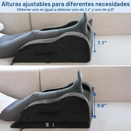 Vista 4 de KingPavonini Almohadas ajustables de elevación de piernas para después de la cirugía, curva ergonómica mantiene la rodilla recta, almohada de espuma