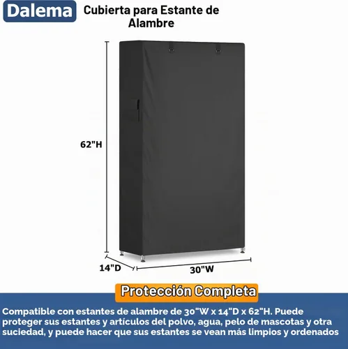 Vista 3 de Cubierta de Estante de Almacenamiento, Para Exteriores Extra Resistente 600D 30''An x 14''Pr x 62''Al, Cubiertas de Estante Impermeables y a Prueba