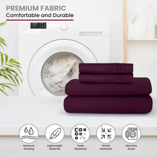 Vista 268 de LUX Décor - Juego de sábanas Twin de microfibra ultrasuave de 3 piezas con sábana encimera, sábana bajera de 16 pulgadas de profundidad y funda