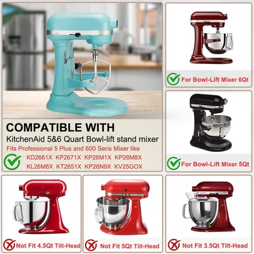 Vista 2 de Batidor plano de acero inoxidable para Kitchenaid 5/6 Qt Bowl-Lift Mixer K5SS KP26