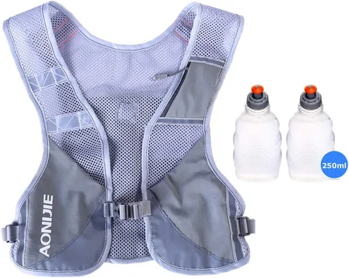 Vista 12 de AONIJIE Chaleco Paquete Ultraligero para Correr para Hombres y Mujeres Reflectante Transpirable Mochila de Hidratación para Senderismo, Camping, Azul