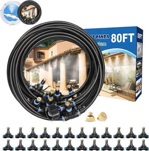 Vista 12 de Misters para exteriores para refrigeración de patio, rociador de agua exterior con filtro, 40 pies 39.4 ft. Manguera de nebulización de patio