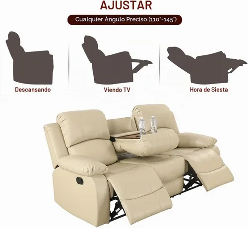 Vista 5 de A Ainehome Juego de Muebles de Sala de Estar de Cuero Reclinable Juego de Sofá Sillón Loveseat Juego de Muebles Sofá para Sala de Estar/Espacio