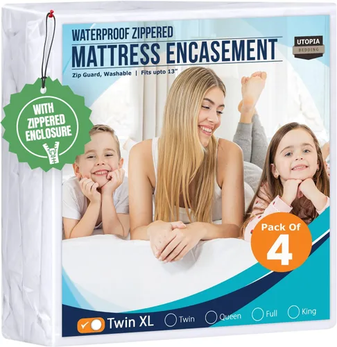 Vista 21 de Utopia Bedding - Protector de colchón Twin con zíper, 100% impermeable, a prueba de chinches y ácaros del polvo, funda para colchón absorbente de 6