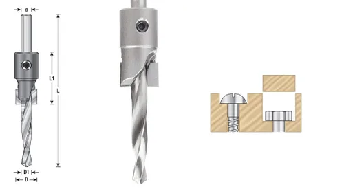 Vista 2 de Amana Tool 55145 Atornillado con punta de carburo sin vástago con taladro en espiral lento 1-1/8" D x 1/2" taladro