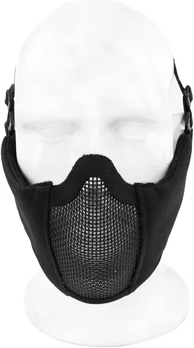 Vista 3 de Máscara de malla de acero negro de media cara Airsoft [plegable]