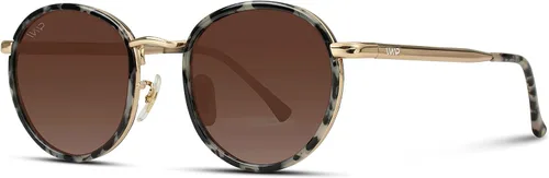 Vista 4 de WearMe Pro - Gafas de sol redondas con marco de metal para mujer