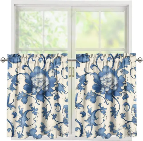 Vista 83 de God Bssing You Tier Curtains for July 4Th 2026 27.5x24 2 Panels Light Filtering Half Window Rod Pocket for Kitchen/Bathroom
