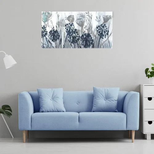 Vista 3 de Fine Art Canvas Lienzo estampado de campo índigo por la artista Susan Jill para sala de estar, dormitorio, baño, cocina, oficina, bar, comedor