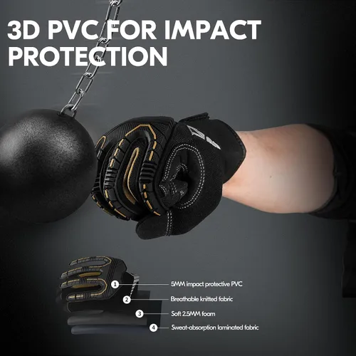 Vista 4 de Vgo - 1 par de guantes mecánicos de invierno impermeables de alta destreza, resistentes a 32°F, reducción de impacto y vibración, SL8849FW, XS