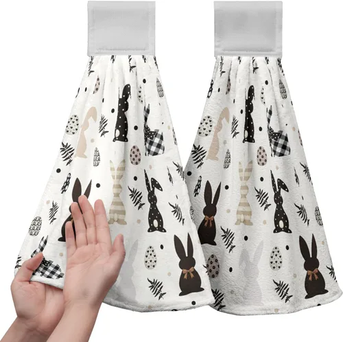 Vista 20 de Honey Bee - Juego de 2 toallas colgantes de cocina de verano con lunares y lazo para colgar, toallas de cocina de granja amarillas, suaves