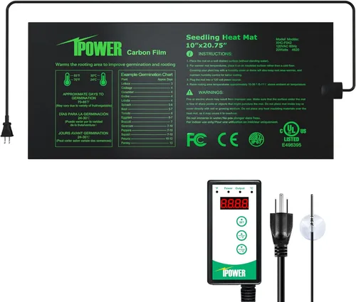 Vista 19 de iPower Alfombrilla térmica de siembra de 10 x 20.75 pulgadas, película de carbono mejorada, cálida, impermeable, para interiores, germinación