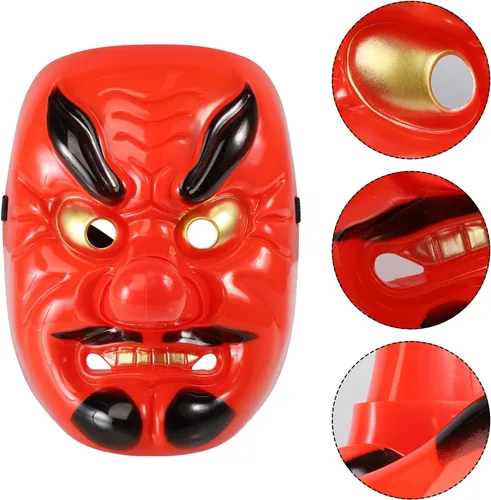 Vista 8 de Máscaras de Halloween, máscaras japonesas de Tengu, disfraz de festival de Halloween, máscaras horribles, disfraces de cosplay, accesorios de fiesta