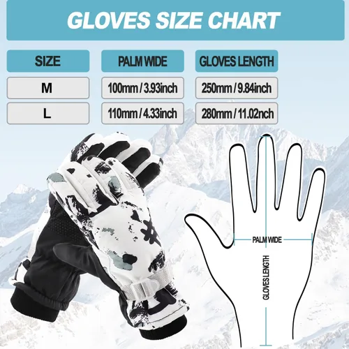 Vista 2 de TwomHom Guantes de esquí impermeables para hombres y mujeres, para invierno, cálidos, impermeables, antideslizantes y transpirables, guantes