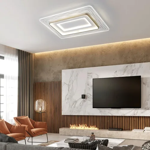 Vista 9 de Lámpara de techo empotrada moderna de 72 W LED regulable lámpara de techo rectangular con control remoto cerca de la lámpara de techo