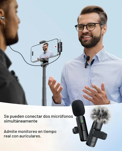 Vista 4 de MENERESAS Mini micrófono 3 en 1 para iPhone: Micrófonos Lavalier inalámbricos para iOS/Android/Cámara - Micrófono de solapa con reducción de ruido
