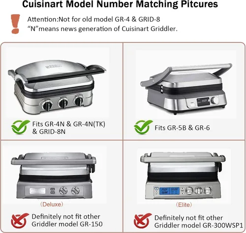 Vista 7 de Placas de repuesto para plancha Cuisinart, parrilla 5 en 1 y prensa Panini