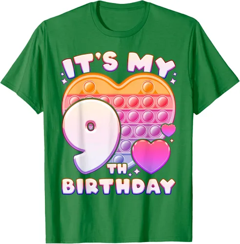 Vista 4 de Pop-it Birthday Girl 9 años de edad, Push it Pop Fidget Bubble Camiseta, Negro