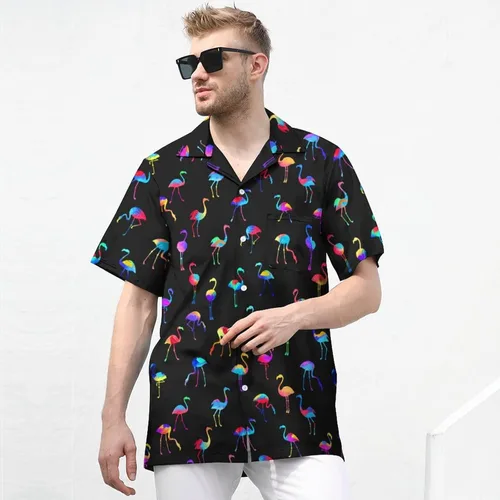 Vista 3 de MEIMLY Camisas de animales para hombre, camisa hawaiana con botones, camisa de playa con botones, camisa de manga corta para verano