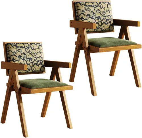 Vista 12 de YVYKFZD Juego de sillas de comedor de madera maciza, sillas de cocina sin brazos, silla de comedor tapizada con respaldo, sillón de terciopelo