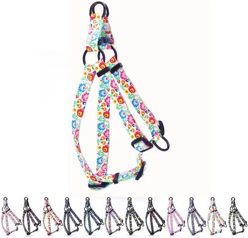Vista 13 de Arnés para perro hembra, bonito patrón geométrico de triángulos geométricos, hebilla de liberación rápida, cuello halter ajustable para perros