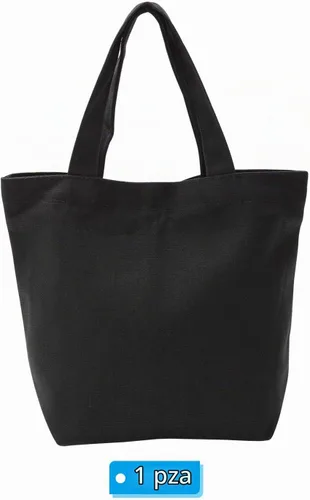 Vista 4 de PATIKIL Bolsa de lona para mujer, pequeña bolsa de lona de algodón, resistente, reutilizable, mini bolsa de mano, lavable, bricolaje para el Negro