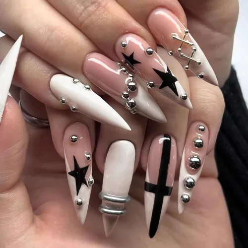 Vista 11 de BABALAL Uñas Postizas Largas de Estilete para Pegar Blancas Uñas Falsas con Punta Francesa Diseño con Pegamento Suministros de Arte 24 Piezas XL