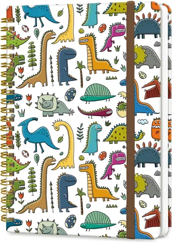 Vista 10 de Cuaderno de espiral A5, lindo cuaderno para mujeres y hombres, cuaderno de tapa dura con rayas universitarias para trabajo y toma de notas, 60