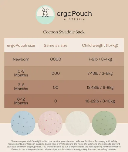 Vista 6 de ergoPouch Cocoon Swaddle Sack 0.2 TOG - Saco de dormir para bebé, ajuste suave y ceñido que ayuda a calmar el reflejo de sobresalto, ideal